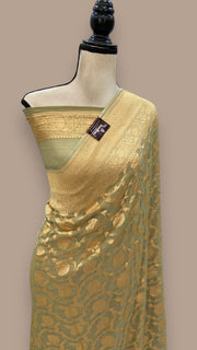 Khaddi Georgette Banarasi Saree - Gold zari - The Handlooms