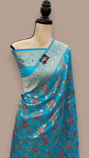 Pure Katan Silk Banarasi Handloom Saree - All over Jaal work - With Meenakari - The Handlooms
