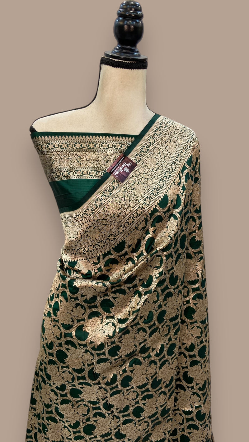 Pure Katan Silk Banarasi Handloom Saree - All over Jaal work - The Handlooms