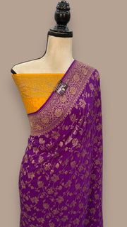 Khaddi Crepe Georgette Banarasi Saree -  Antique zari - The Handlooms
