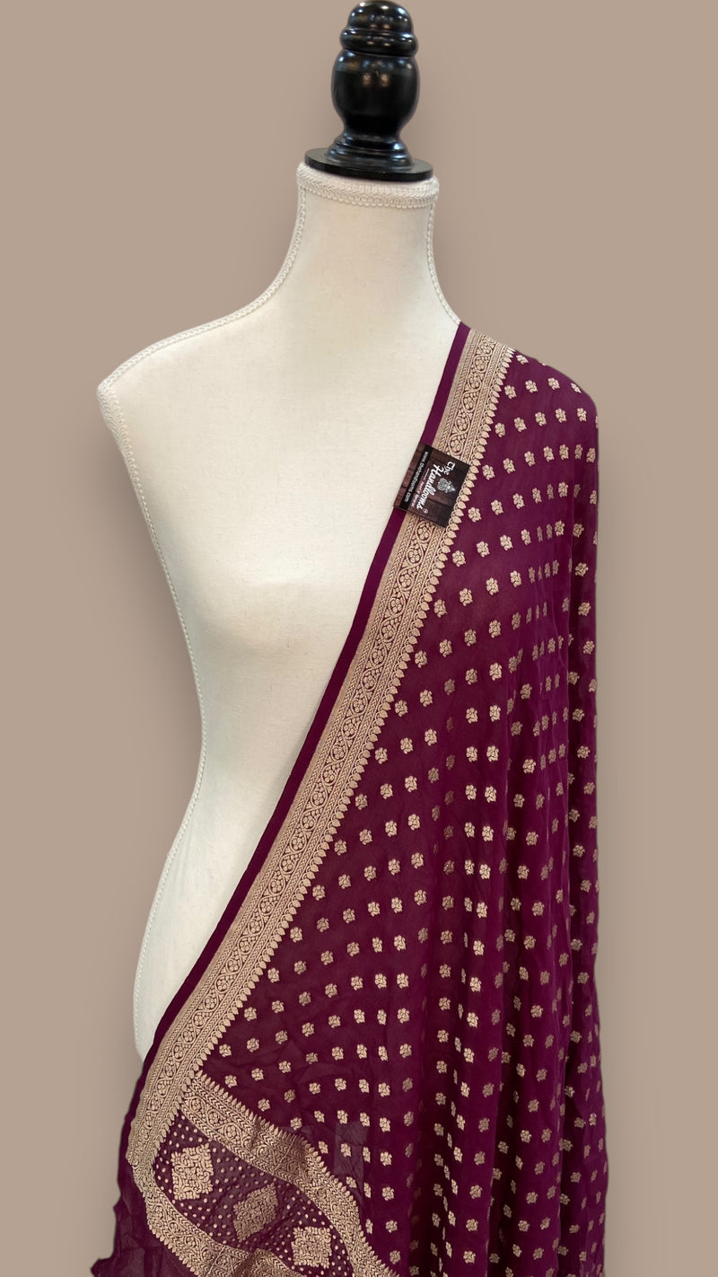 Khaddi Georgette Handloom Banarasi Dupatta - The Handlooms