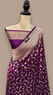 Pure Katan Silk Banarasi Handloom Saree - All over Jaal work with Meenakari - The Handlooms