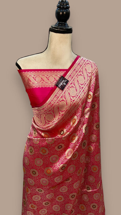 Pure Katan Silk Banarasi Handloom Saree - Tanchui Brocade With Meenakari