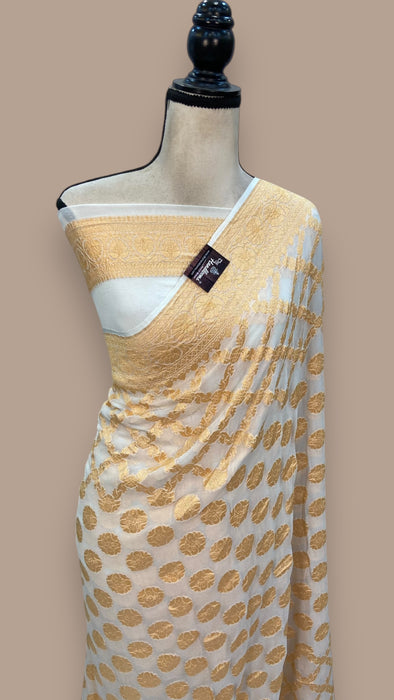 Pure Khaddi Georgette Banarasi Saree -  Gold zari