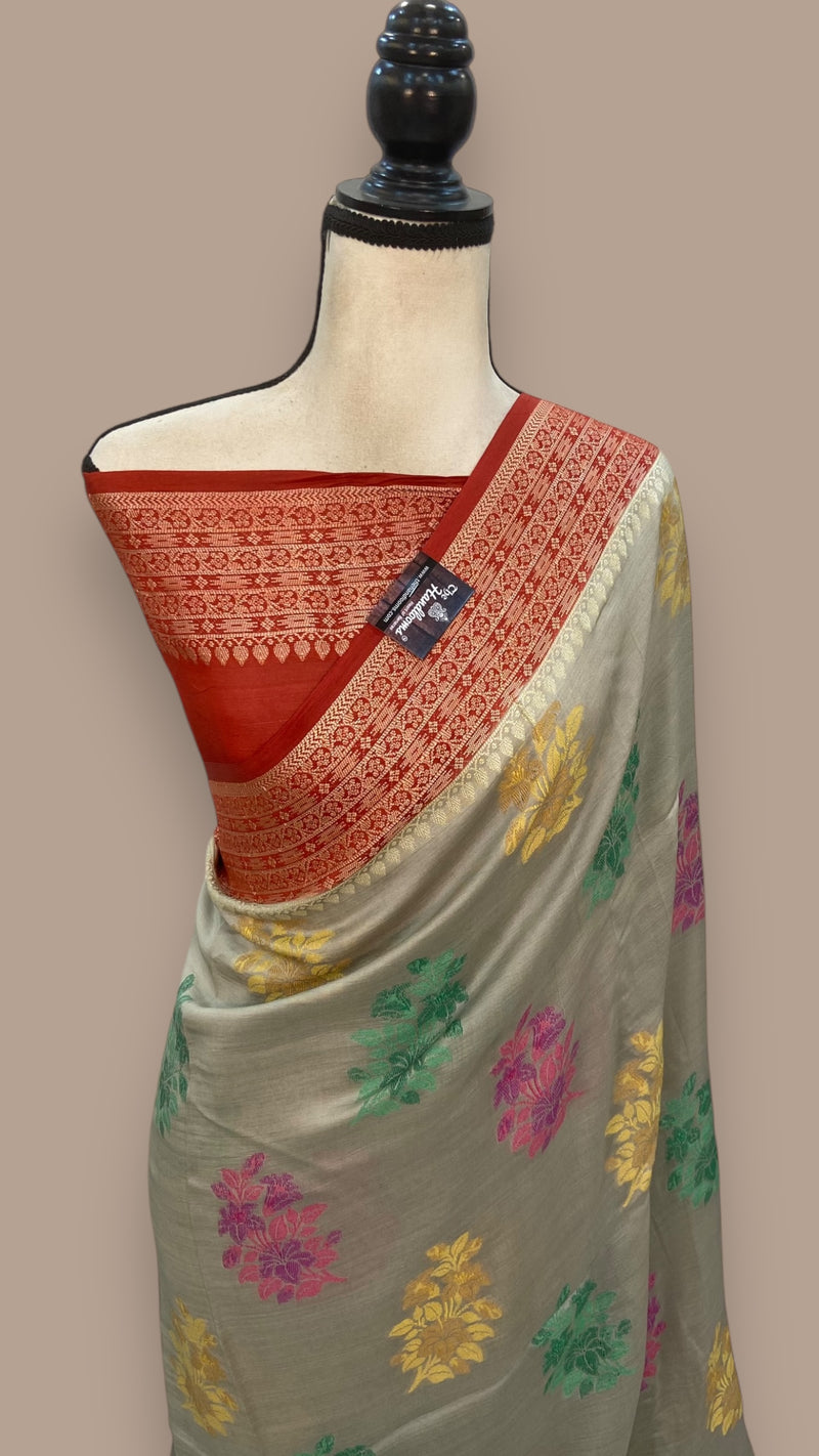 Pure Butter Crepe Banarasi Saree - The Handlooms