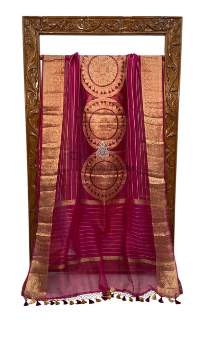 Pure Metallic Tissue Handloom Banarasi Saree