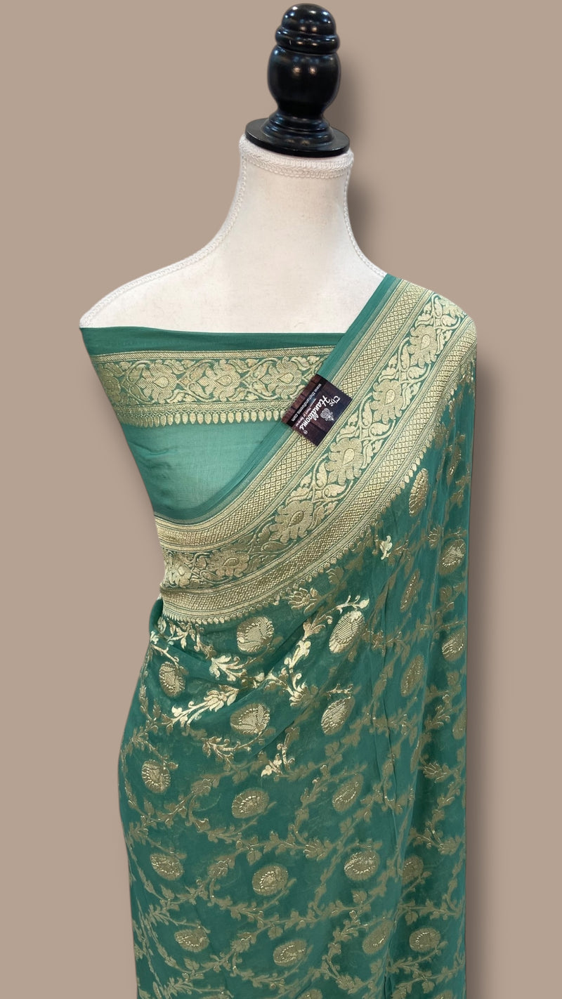 Khaddi Georgette Handloom Banarasi Saree - The Handlooms