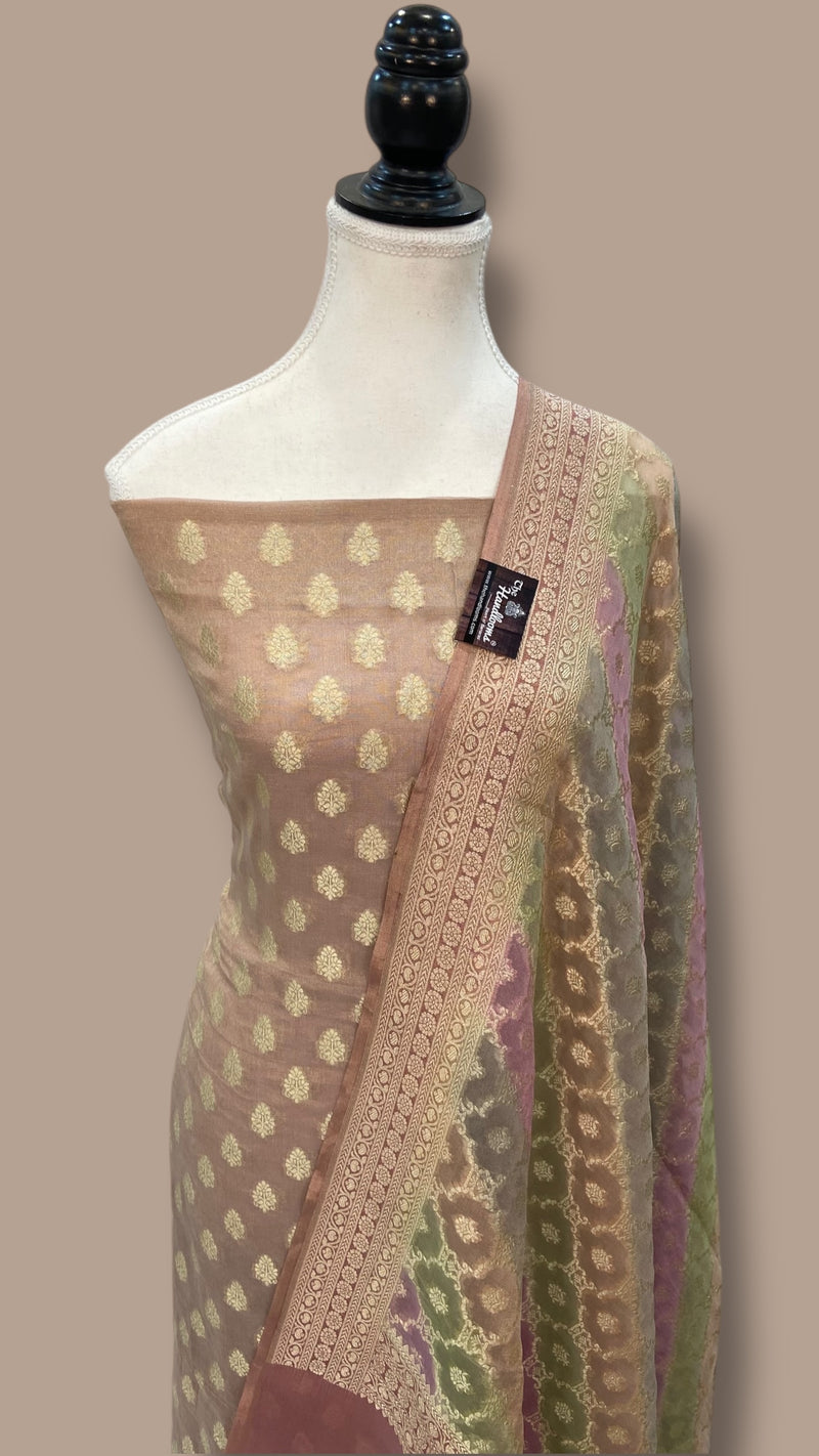 Tissue Khaddi Georgette Banarasi Dress material - The Handlooms