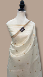 White Pure Kora Handloom Banarasi Saree - The Handlooms