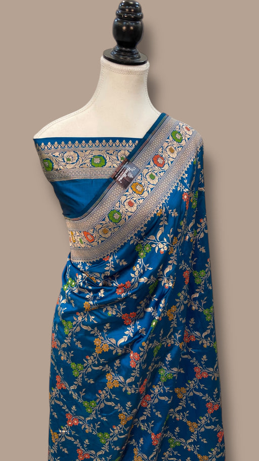 Pure Katan Silk Banarasi Handloom Saree - All over Jaal Work With Meenakari - The Handlooms