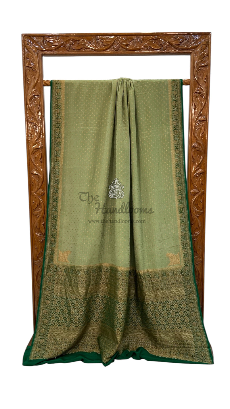 Pure Khaddi Crepe Georgette Handloom Banarasi Saree - The Handlooms