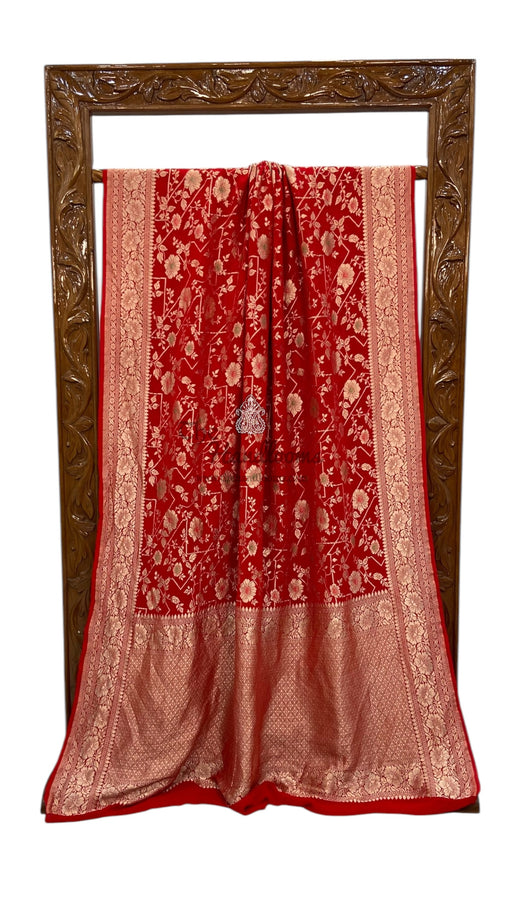 Pure Khaddi Georgette Banarasi Saree -  water zari - The Handlooms