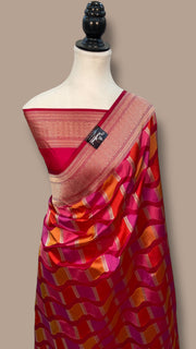 Pure Katan Silk Banarasi Handloom Saree - All over Jaal Work With Rangkart - The Handlooms