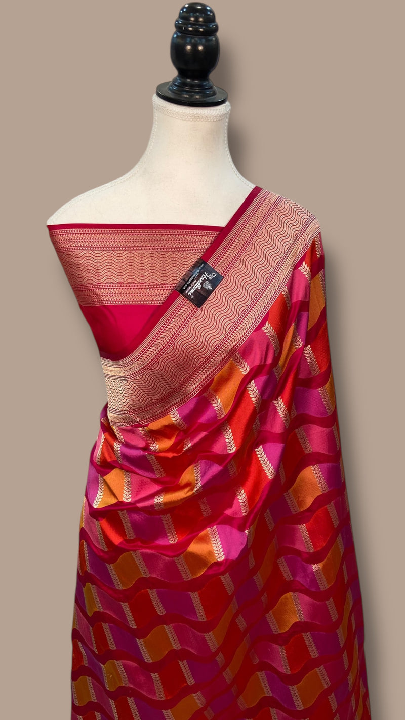 Pure Katan Silk Banarasi Handloom Saree - All over Jaal Work With Rangkart - The Handlooms
