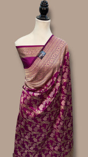 Pure Katan Silk Banarasi Handloom Saree - All over Jaal Work With Meenakari - The Handlooms