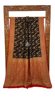 Khaddi Georgette Handloom Banarasi Saree - Antique Zari - The Handlooms