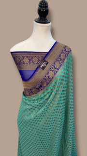 Khaddi Georgette Handloom Banarasi Saree - Antique Zari - The Handlooms