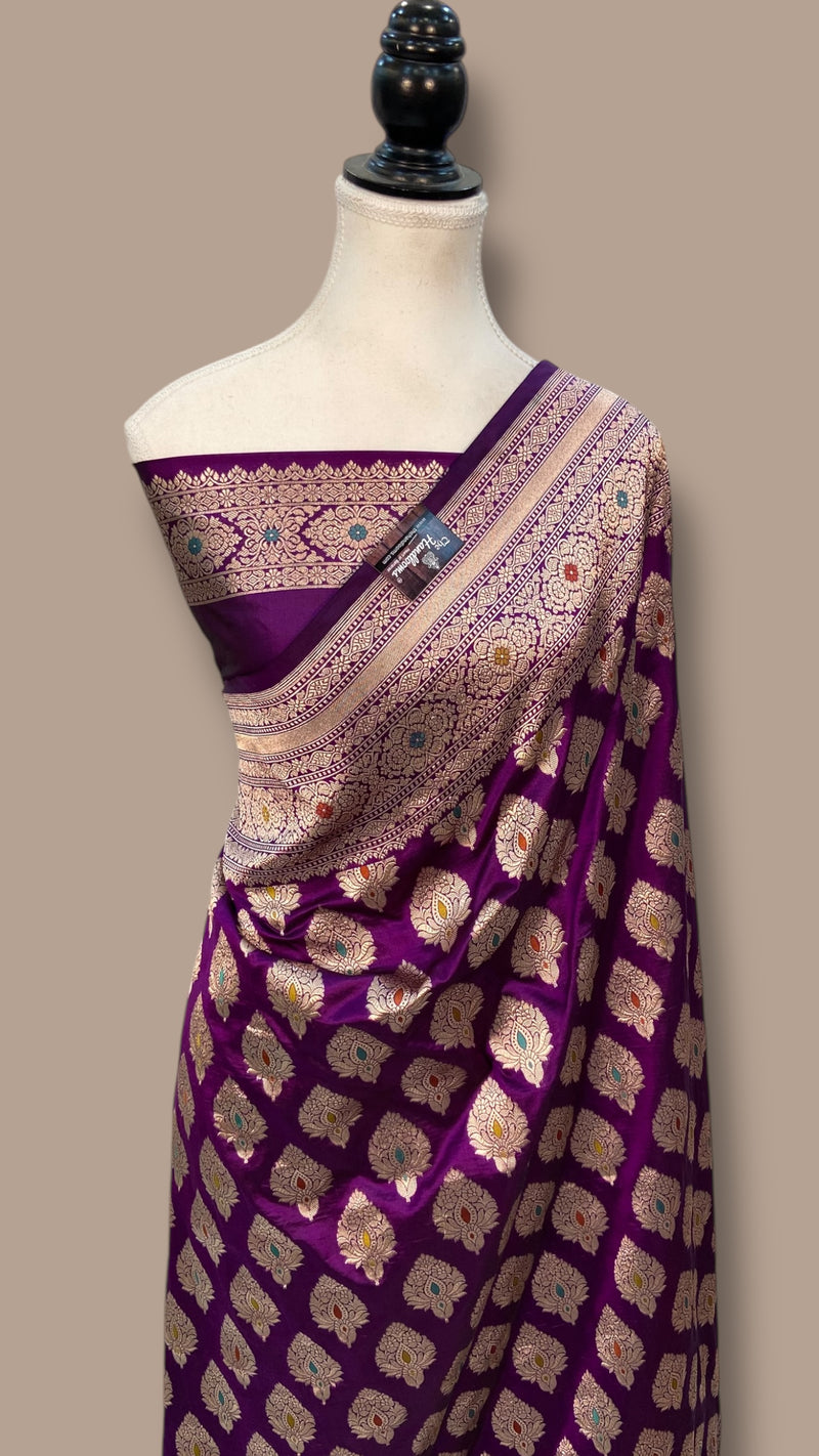 Pure Katan Silk Banarasi Handloom Saree - All over Jaal Work With Meenakari - The Handlooms