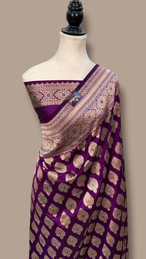 Pure Katan Silk Banarasi Handloom Saree - All over Jaal Work With Meenakari - The Handlooms