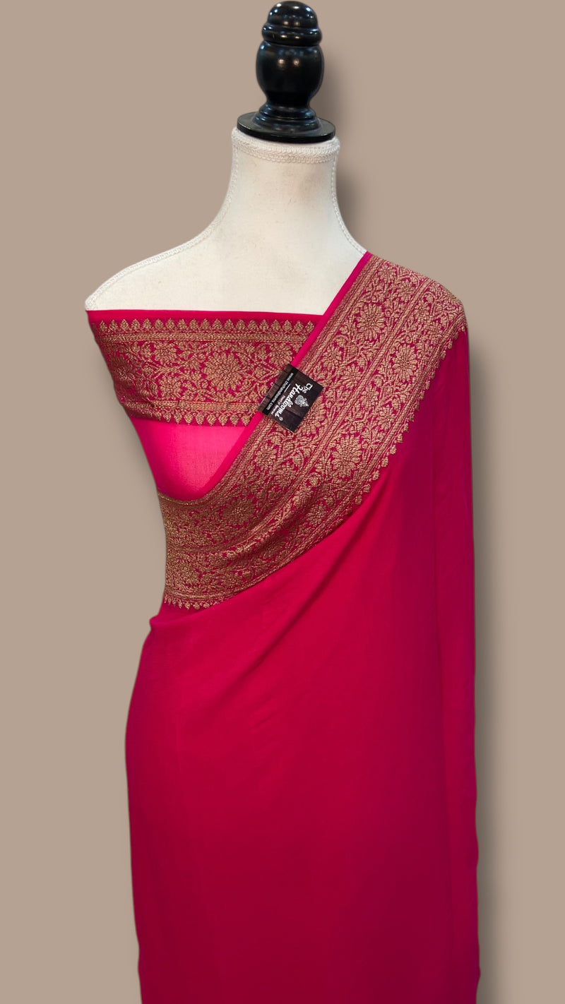 Pure Khaddi Georgette Handloom Banarasi Saree - The Handlooms