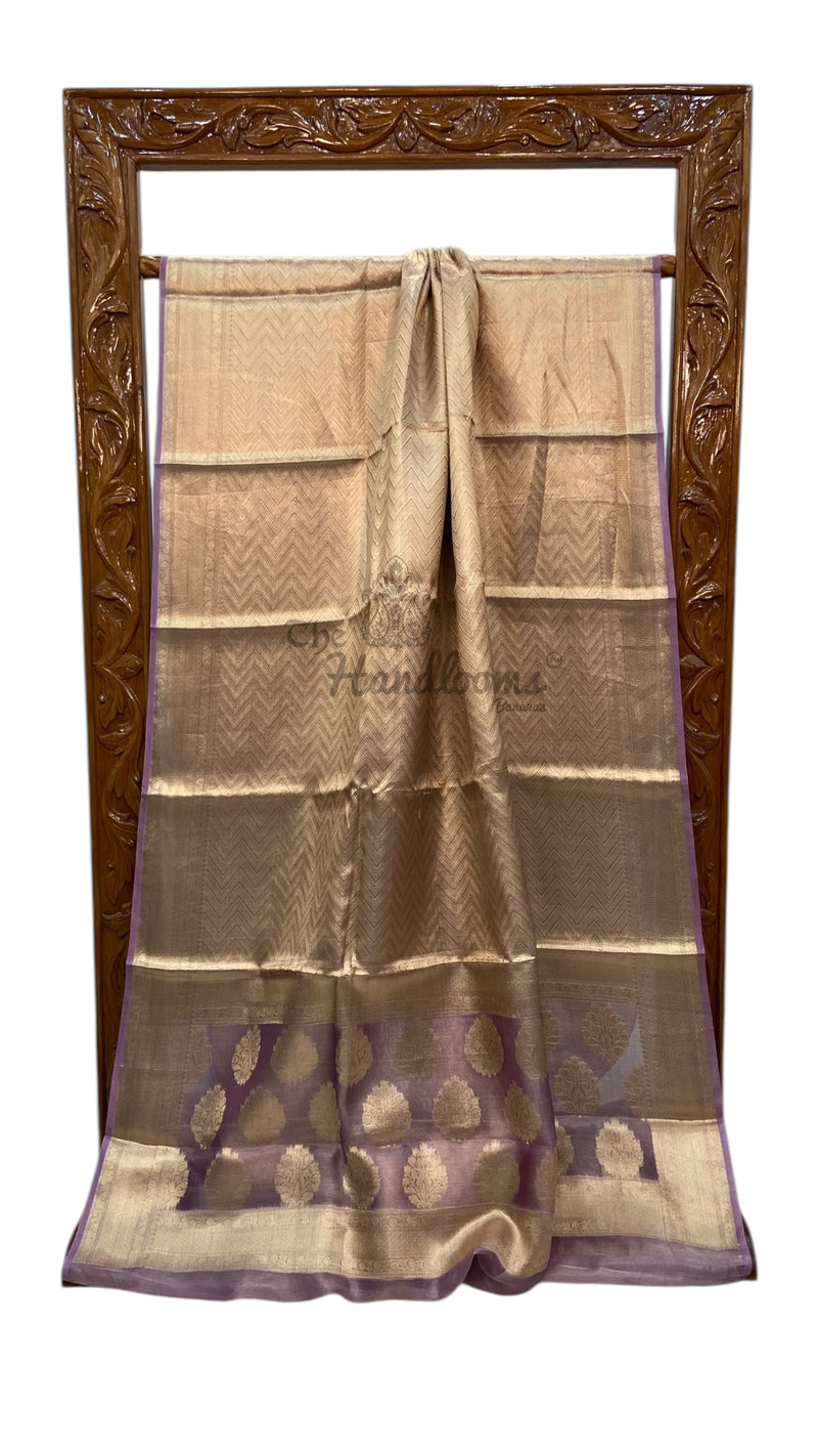 Pure Kora Tissue Tanchui Handloom Banarasi Saree - The Handlooms