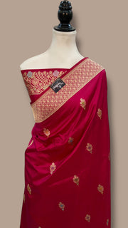 Pure Katan Silk Banarasi Handloom Saree - All over Sona Roopa Kadua motifs with meenakari in Border - The Handlooms