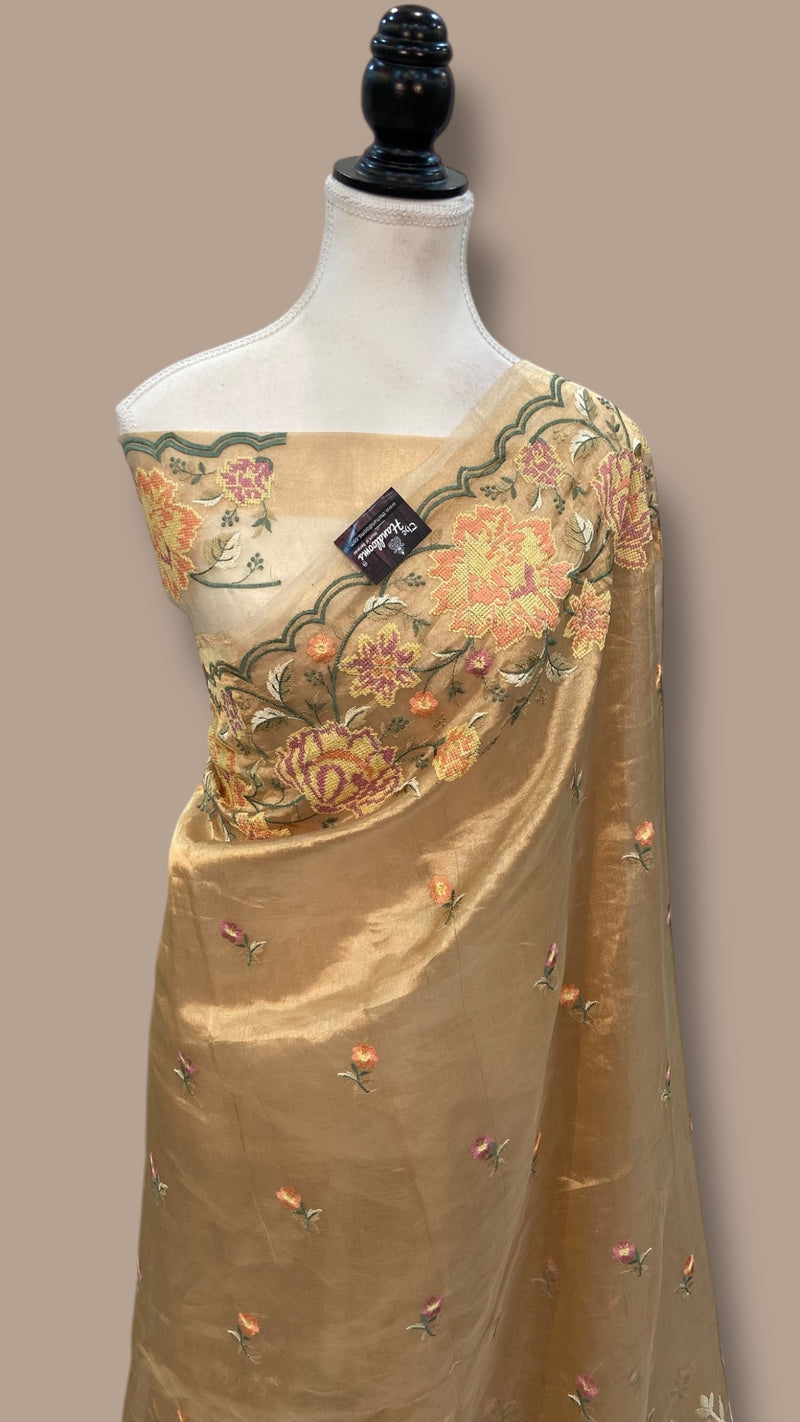 Pure Tissue Handloom Banarasi Saree With Chikankari - The Handlooms
