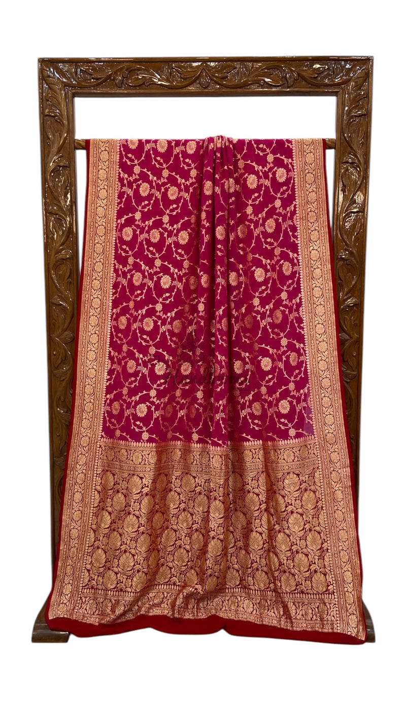 Pure Khaddi Georgette Banarasi Saree -  Gold zari - The Handlooms