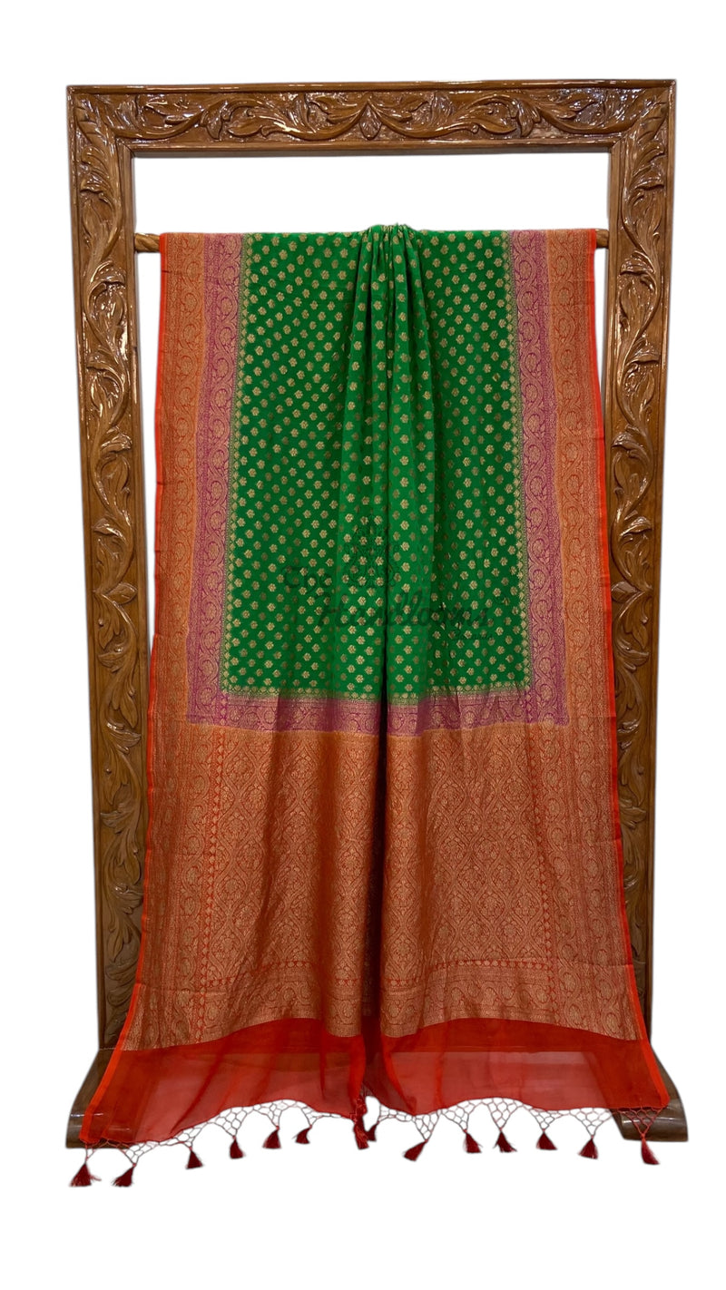 Khaddi Georgette Handloom Banarasi Saree - The Handlooms