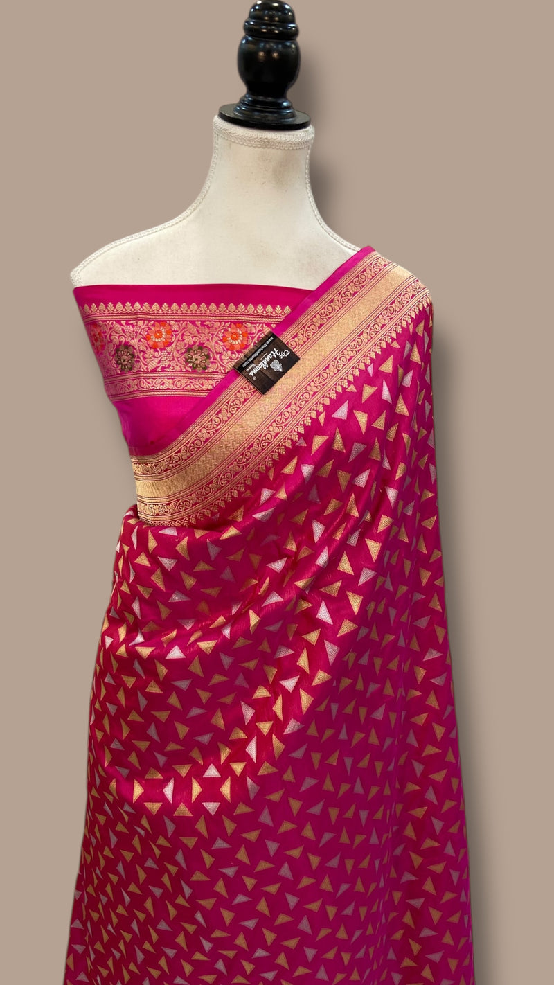 Pure Katan Silk Banarasi Handloom Saree - All Over Sona Roopa Jaal Work - The Handlooms