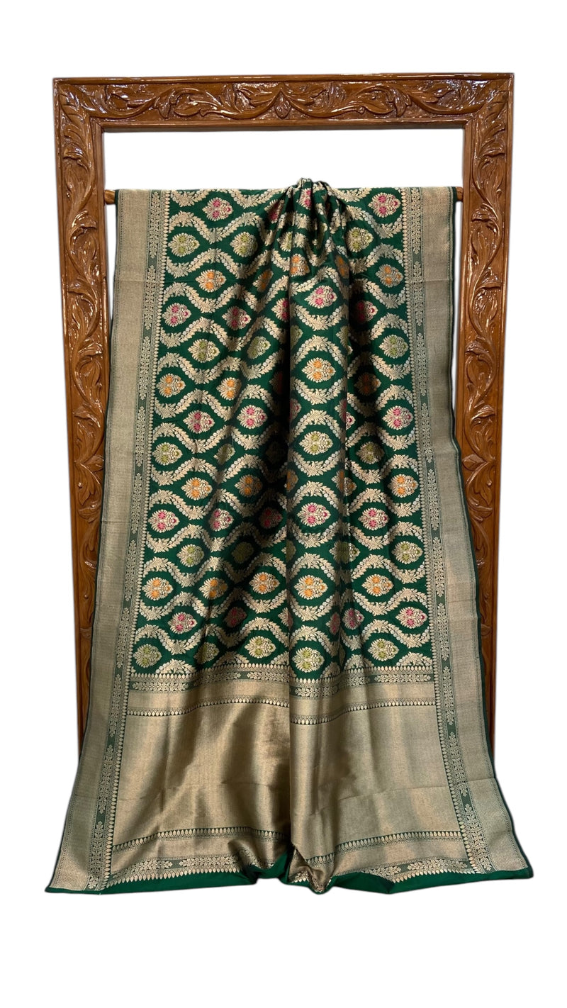 Pure Katan Silk Banarasi Handloom Saree - All over Jaal work With Meenakari - The Handlooms