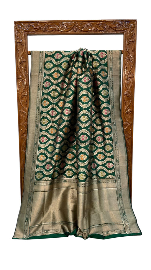 Pure Katan Silk Banarasi Handloom Saree - All over Jaal work With Meenakari - The Handlooms