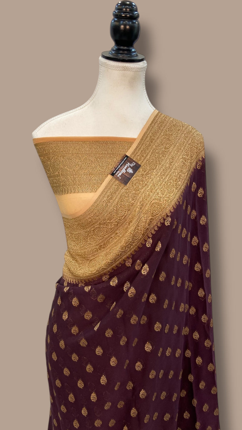 Pure Khaddi Georgette Handloom Banarasi Saree - The Handlooms