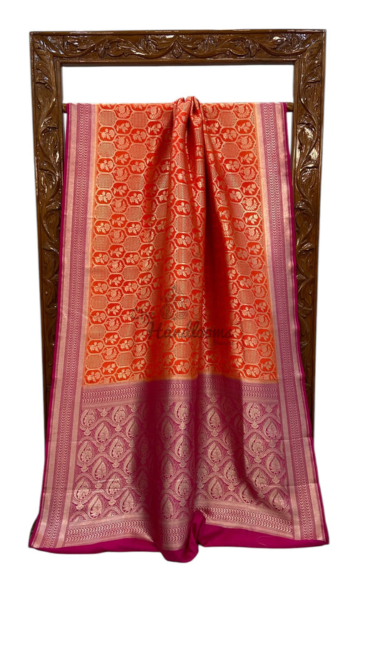 Pure Satan Silk Banarasi Handloom Saree - All Over Jaal  Work - The Handlooms