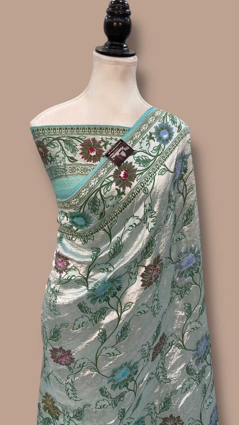 Pure Tussar Georgette Brocade Handloom Banarasi Saree - The Handlooms