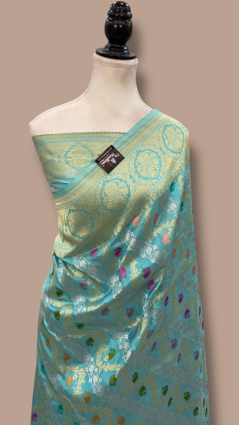 Ektara Pure Katan Silk Banarasi Handloom Saree - All over kadiyal Jaal work - The Handlooms