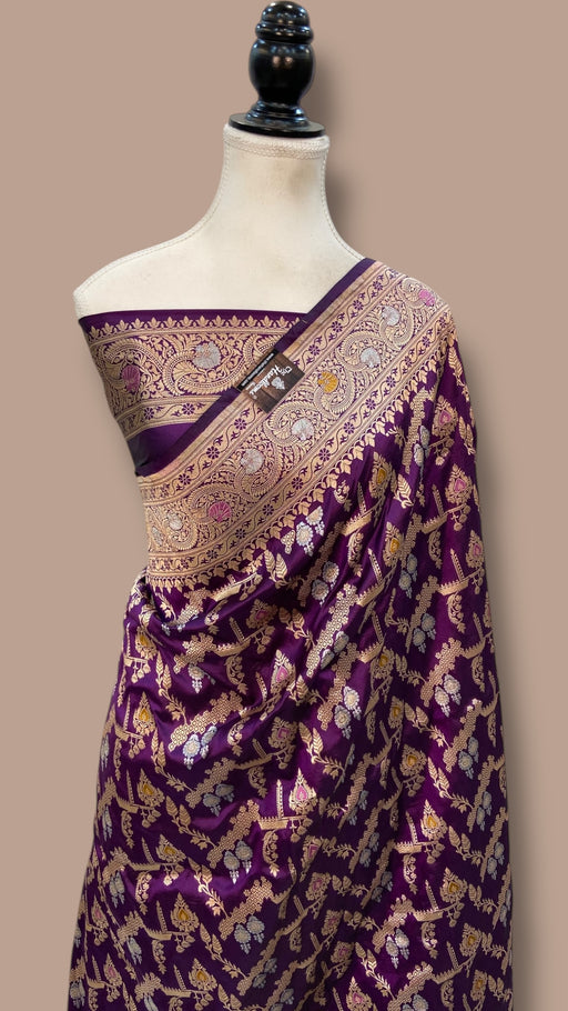 Pure Katan Silk Banarasi Handloom Saree - All over Jaal work With Meenakari - The Handlooms