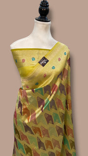 Ektara Pure Katan Silk Banarasi Handloom Saree - All over kadiyal Jaal work - The Handlooms