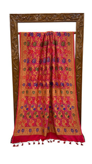 Pure Georgette Banarasi Bandhej Handloom Saree - With Meenakari Work - The Handlooms