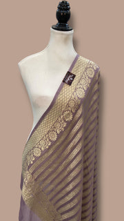 Pure Khaddi Georgette Dupatta - water zari - The Handlooms