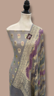 Khaddi Georgette Banarasi Dress material Water Zari - The Handlooms