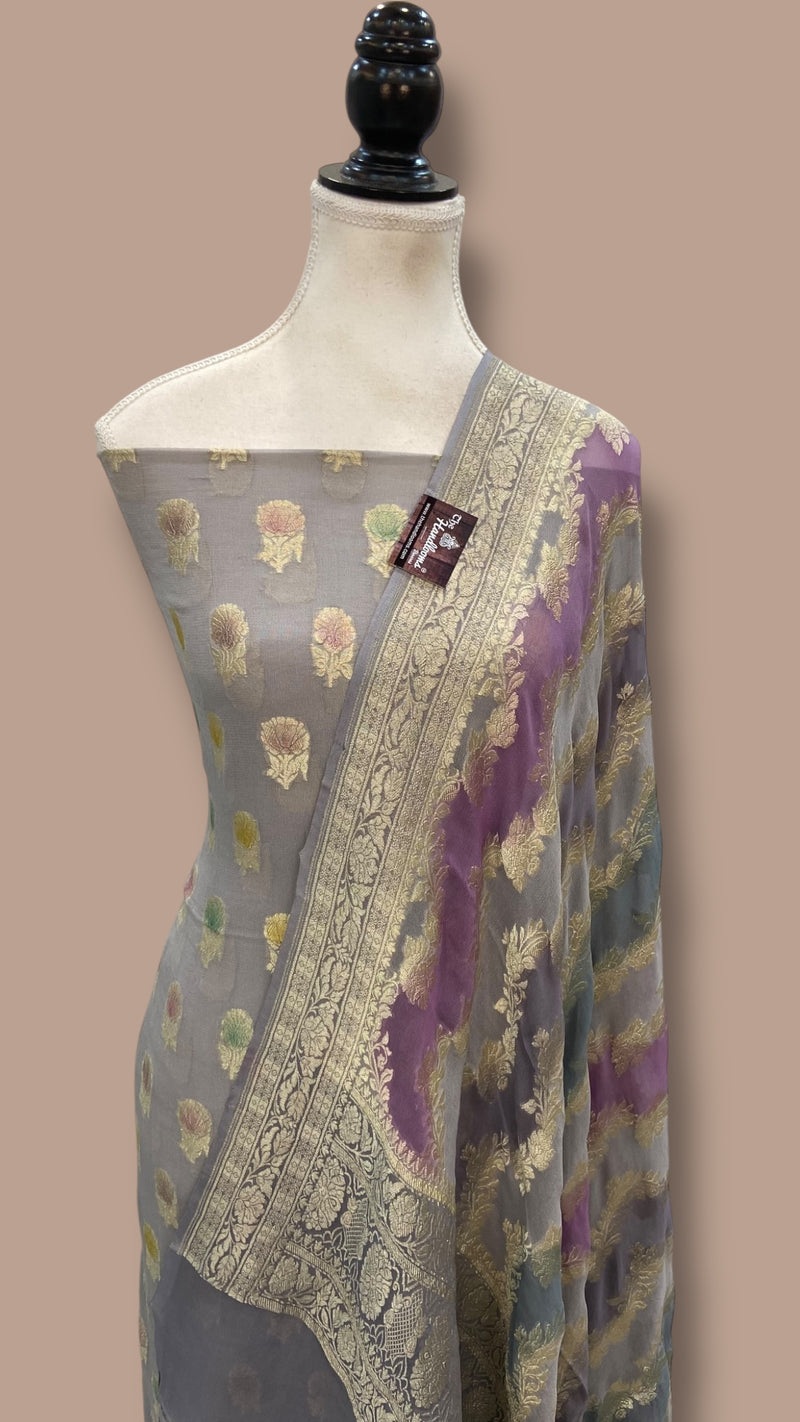 Khaddi Georgette Banarasi Dress material Water Zari - The Handlooms