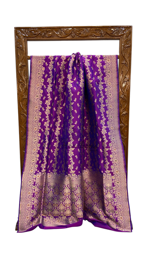 Pure Katan Silk Banarasi Handloom Saree - All over Jaal work With Meenakari - The Handlooms
