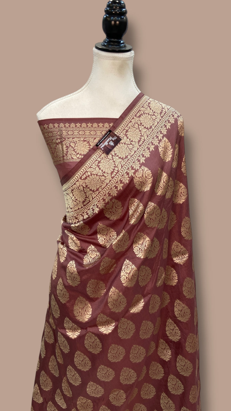 Pure Katan Silk Banarasi Handloom Saree - All Over Jaal Work - The Handlooms