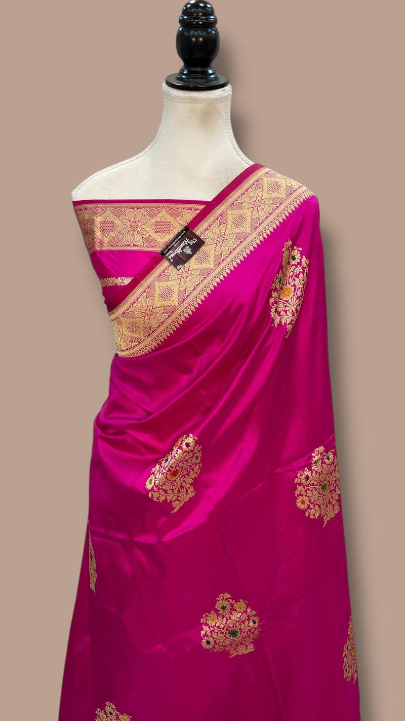 Pure Katan Silk Banarasi Handloom Saree - All Over Kadiyal Boota - The Handlooms