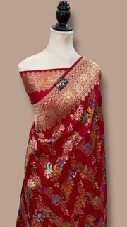 Ektara Pure Katan Silk Banarasi Handloom Saree - All over kadiyal Jaal work - The Handlooms