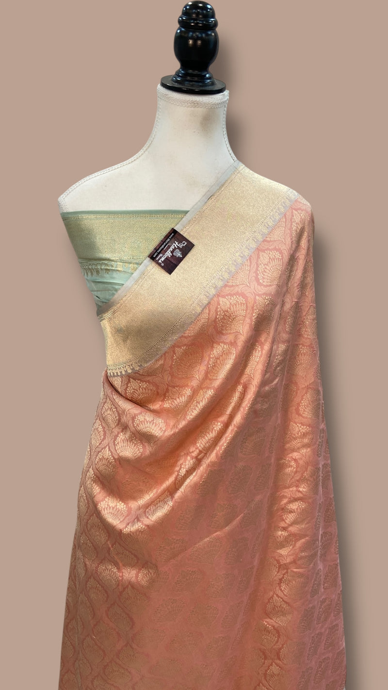 Regal Pure Katan Silk Banarasi Saree – Handwoven Tanchui Brocade with Meenakari Work - The Handlooms