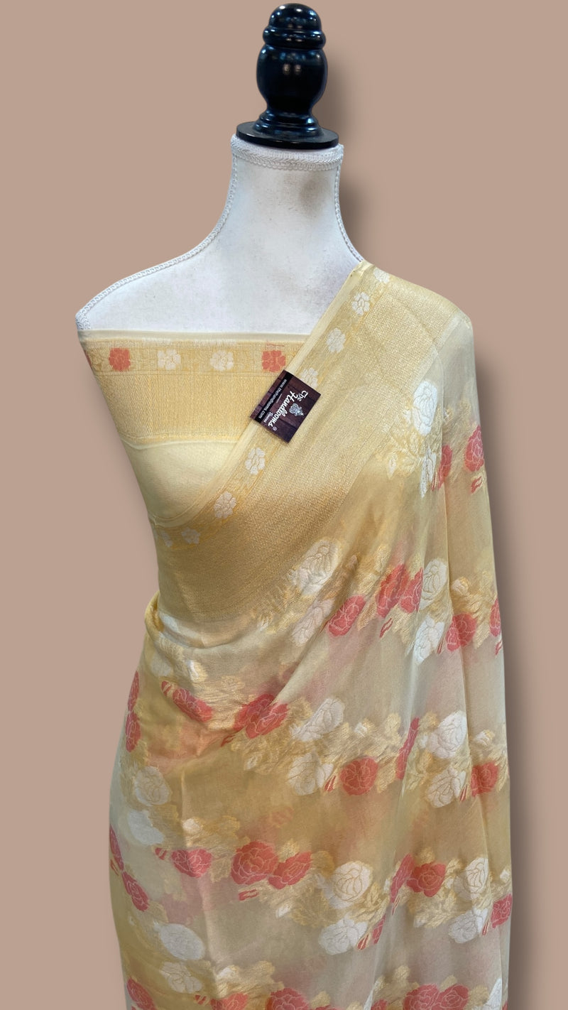 Pure Chiffon Khaddi Banarasi Saree - The Handlooms