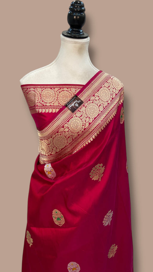 Pure Katan Silk Banarasi Handloom Saree - All Over Kadiyal Boota - The Handlooms