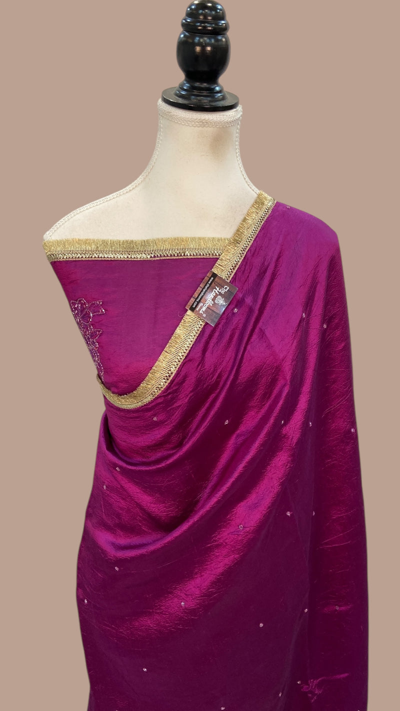 Pure Dupion Silk Handloom Banarasi Saree - Handwork